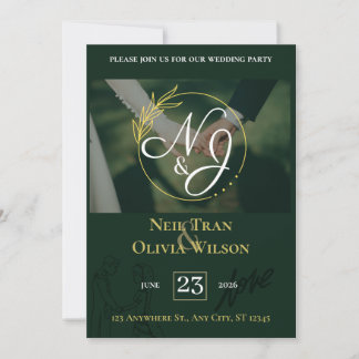 Elgant Customizable wedding invitation Tack Kort