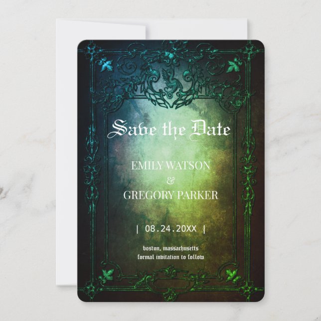 Elgant gotiic Teal Rust frame sparar datumet Spara Datumet (Framsida)