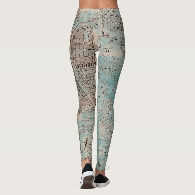 Elgin Illinois 1870 Plat centra för kartarävfloden Leggings (Baksida)