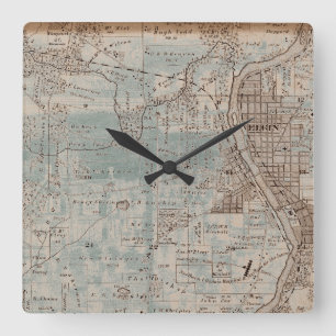 Elgin Illinois 1870 Plat Karta Fox Floden Downtown Fyrkantig Klocka