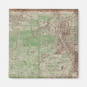 Elgin Illinois 1870 Plat Karta Fox River Downtown Magnet