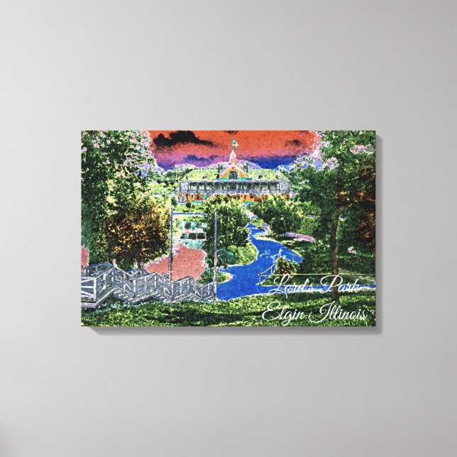 ELGIN ILLINOIS LORDS PARK PAVILION 1920'S ART VIEW CANVASTRYCK (Framsida)