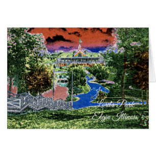 ELGIN ILLINOIS LORDS PARK PAVILION 1920'S ART VIEW HÄLSNINGSKORT