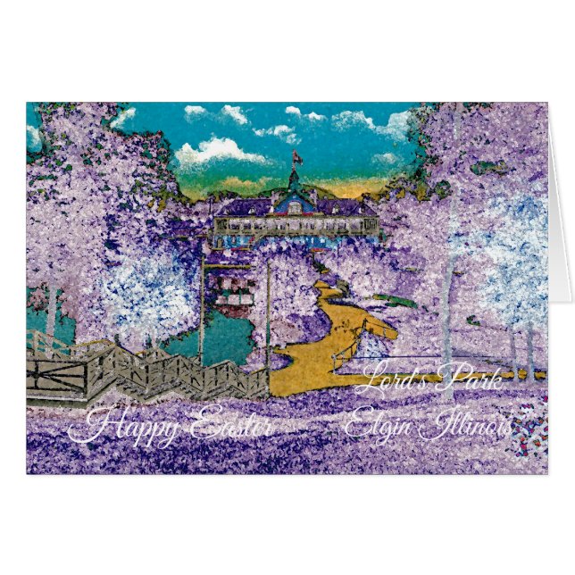 ELGIN ILLINOIS LORDS PARK PAVILION 1920'S Påsk Hälsningskort (Framsidan Horizontal)