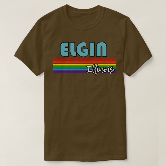 Elgin Illinois Pride Elgin LGBT Gift LGBTQ Support T Shirt (Design framsida)