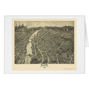 Elgin panorama- karta för IL - 1880 Hälsningskort