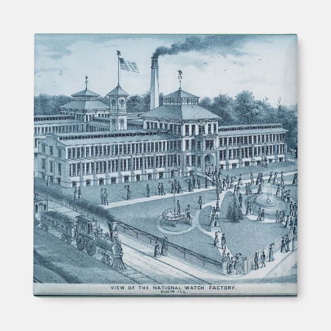 Elgin Watch Factory 1871 Image Elgin Illinois Magnet (Framsidan)