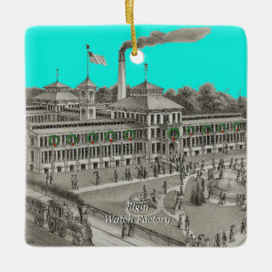 Elgin Watch Factory Elgin Illinois 1871 Julgransprydnad Keramik