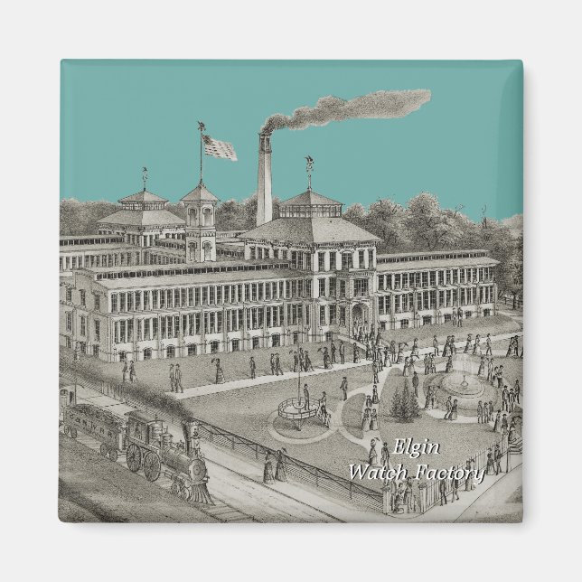 Elgin Watch Factory Elgin Illinois 1871 Magnet (Framsidan)