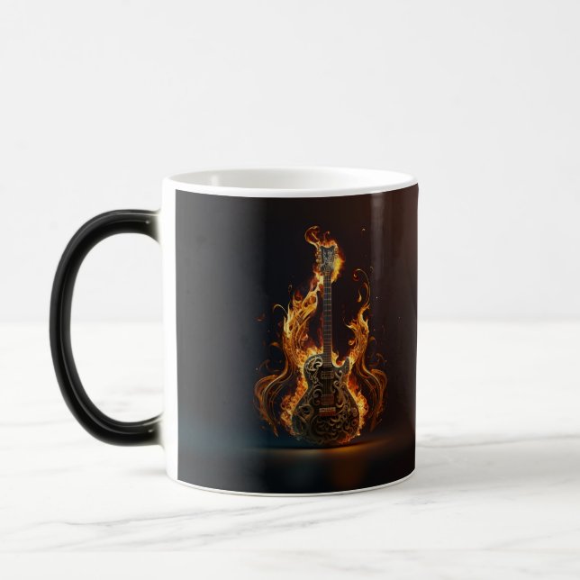 Elgitarr i brand            magisk mugg (Vänster)