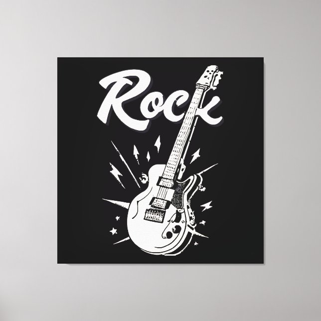 Elgitarr med rocktext canvastryck (Framsida)
