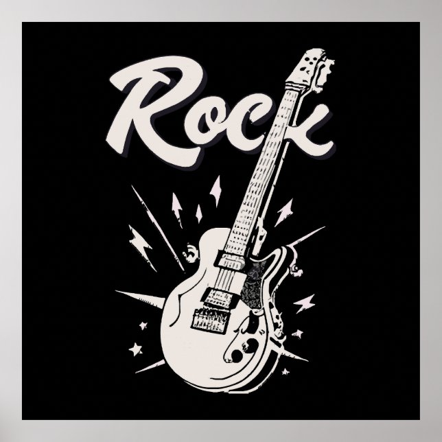 Elgitarr med rocktext poster (Framsidan)