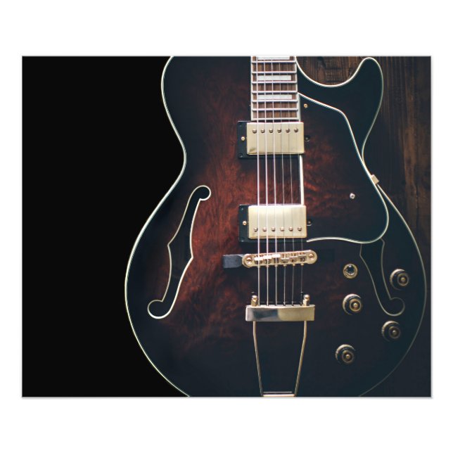 Elgitarr på svart fototryck (Framsidan)