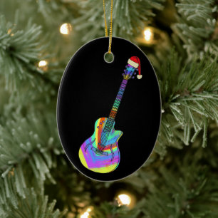 Elgitarr Psykedelisk Tomte Julgransprydnad Keramik
