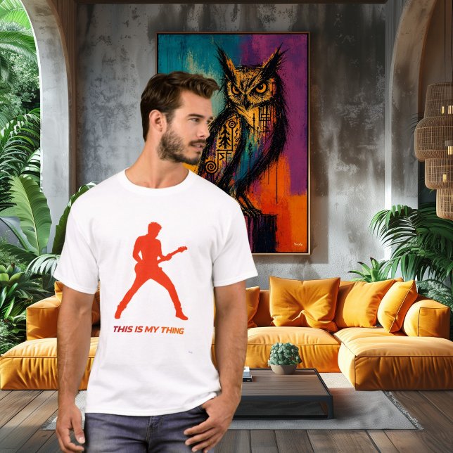 Elgitarr Siluett Action Livsstilsdesign T Shirt (Skapare uppladdad)