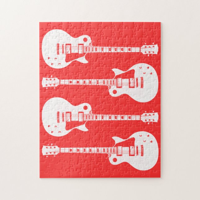 Elgitarrer Grafik i Vit Pussel (Vertikal)