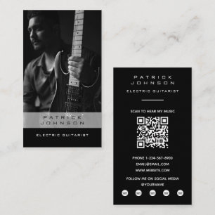 Elgitarrist Musiker Foto QR-kod Visitkort