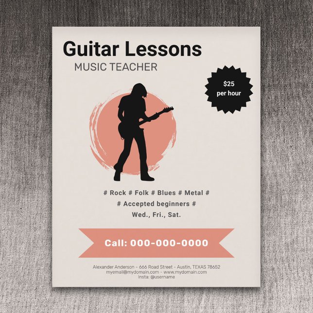 Elgitarrlektioner Flyer (Electric Guitar Lessons Flyer)