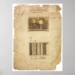 Eli Whitneys patent för bomullsrensningsmaskinen Poster