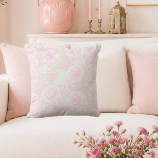 Elia 🌸 Mjuk Rosa Barock Floral Kudde