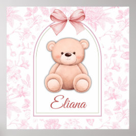 Eliana | Anpassad Rosa Teddybjörn Nurseriesmycknin Poster