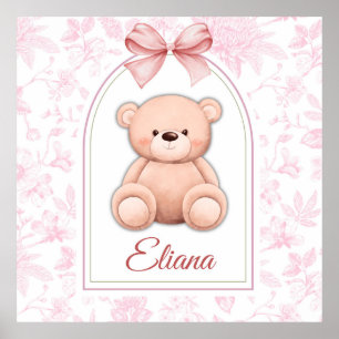 Eliana Anpassad Rosa Teddybjörn Nurseriesmycknin Poster