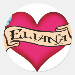 Eliana - Anpassningsbar Heart Tattoo Runt Klistermärke