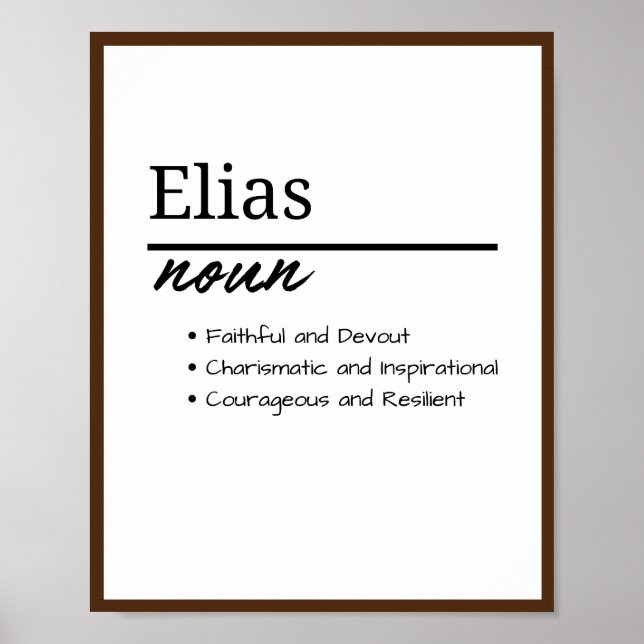 Elias, Boy Personalized Namndefinition Poster (Framsidan)