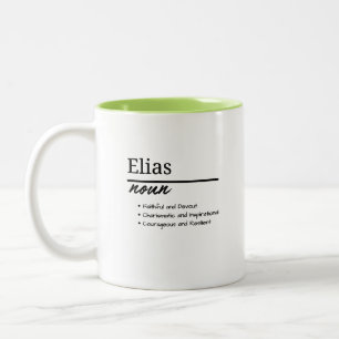 Elias, Boy Personalized Namndefinition Två-Tonad Mugg