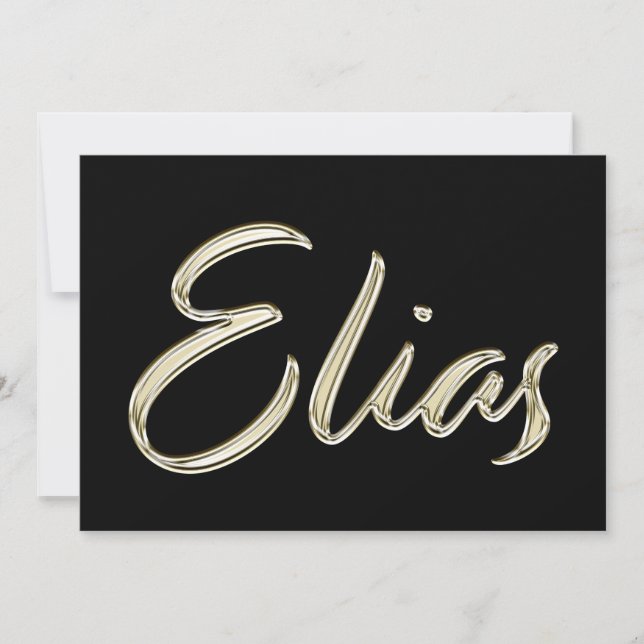 Elias Name white gold Handwriting Karte Kort (Framsida)
