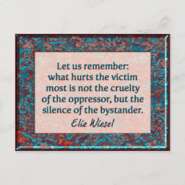 Elie Wiesel Bystander Quote Wall Plaque Postcard Vykort