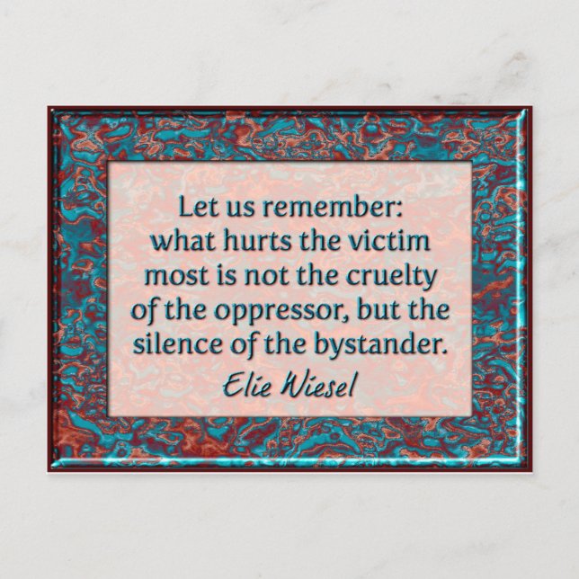 Elie Wiesel Bystander Quote Wall Plaque Postcard Vykort (Framsida)