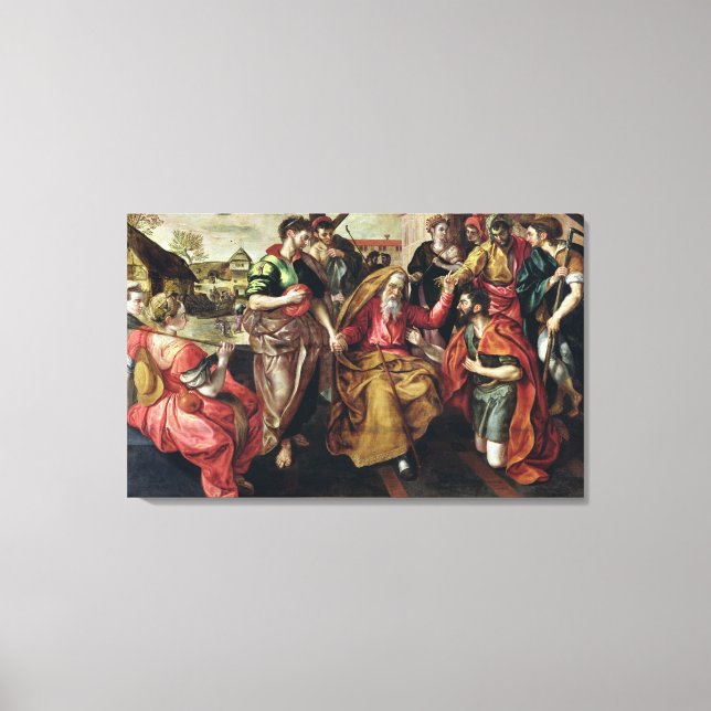 Eliezer Asking för Rebecca till Marry Isaac, 1562 Canvastryck (Framsida)