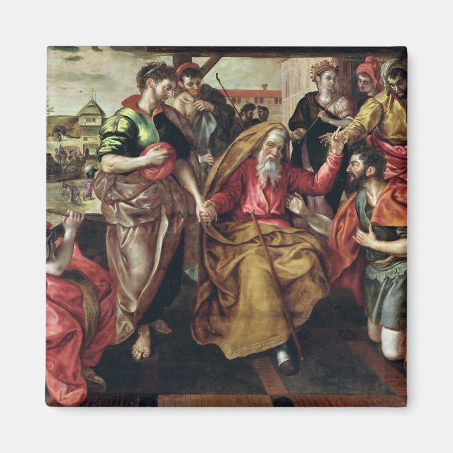 Eliezer Asking för Rebecca till Marry Isaac, 1562 Magnet (Framsidan)