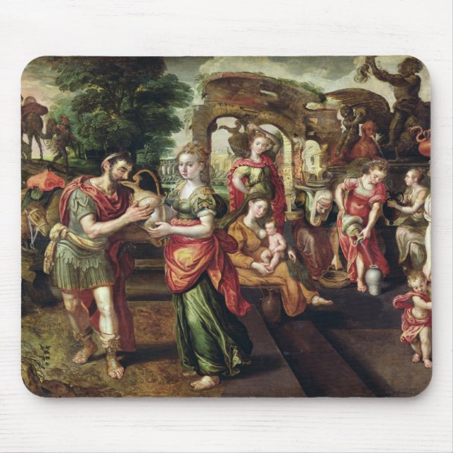 Eliezer och Rebecca på brunnen, 1562 Musmatta (Framsidan)