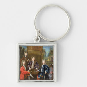 Elihu Yale (1648-1721) understödjahertigen av Fyrkantig Silverfärgad Nyckelring