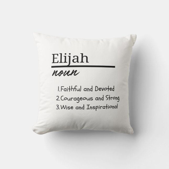 Elijah, Boy Personlig Namn Definition Kudde (Framsida)