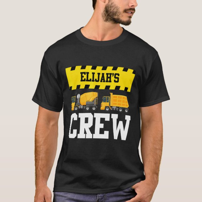 Elijah Construction Crew Anpassningsbar Dumptruck  T Shirt (Framsida)