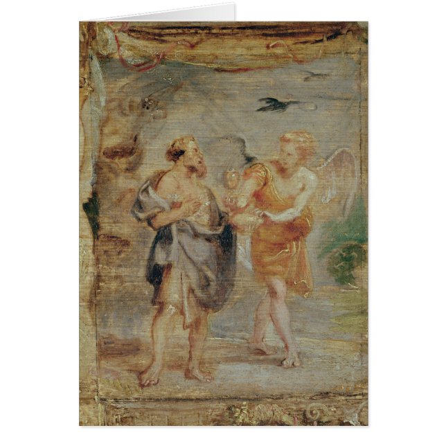 Elijah häleribröd och vatten från en ängel hälsningskort (Framsidan)