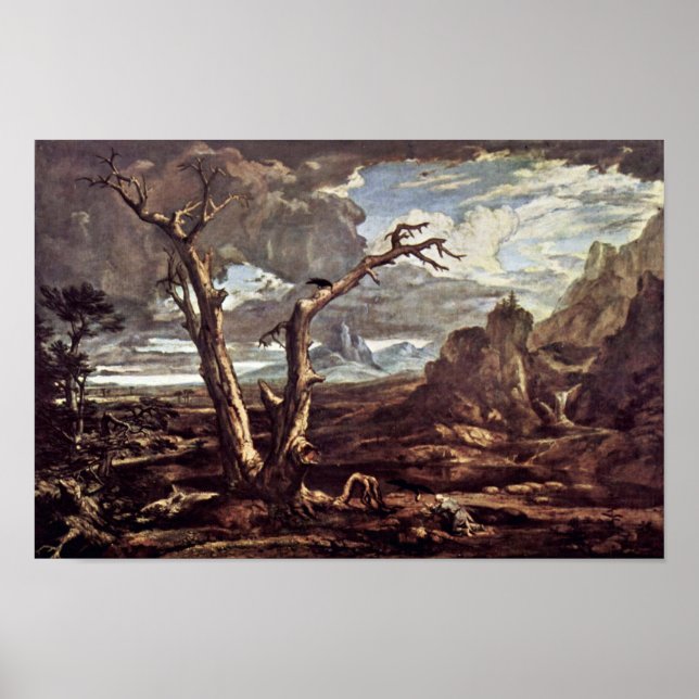 Elijah i Desert av Washington Allston Poster (Framsidan)