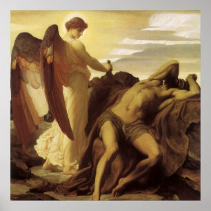 Elijah i ödemarken av Lord Frederic Leighton Poster