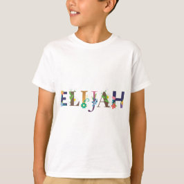 ELIJAH Namn Art med blommor broderade T Shirt