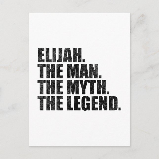 Elijah namn, Elijah Mannen Myten Legenden Vykort (Framsida)