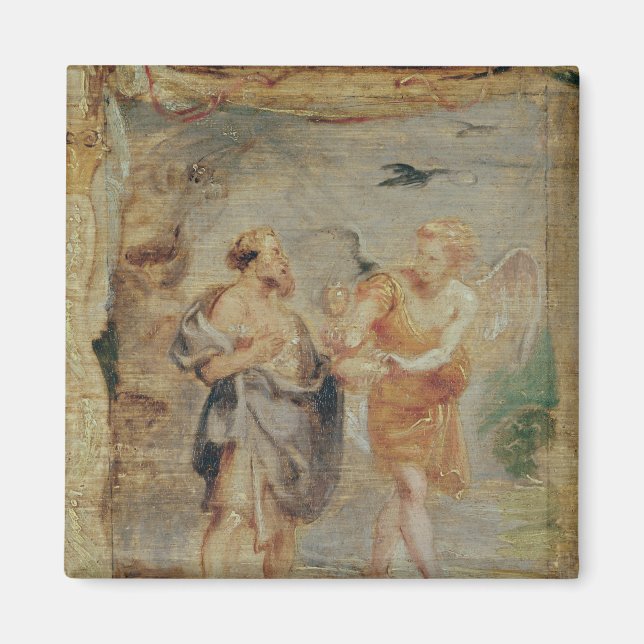 Elijah Receiving Bread and Vatten från en Angel Magnet (Framsidan)