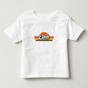 Elijah Retro Solnedgång Namn Design T Shirt