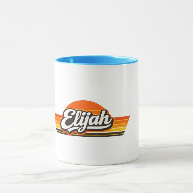 Elijah Retro Sunset Name Design Mugg (Center)