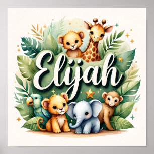 Elijah Safari Nursery Wall Art Poster