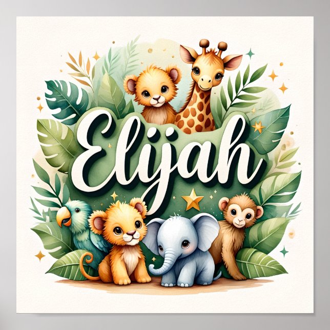 Elijah Safari Nursery Wall Art Poster (Framsidan)