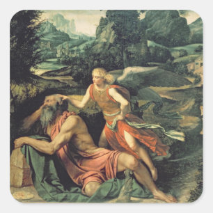 Elijah Visited by an Angel, c.1534 Fyrkantigt Klistermärke