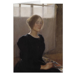 Elin Danielson-Gambogi Self-porträtt 1900 Hälsningskort